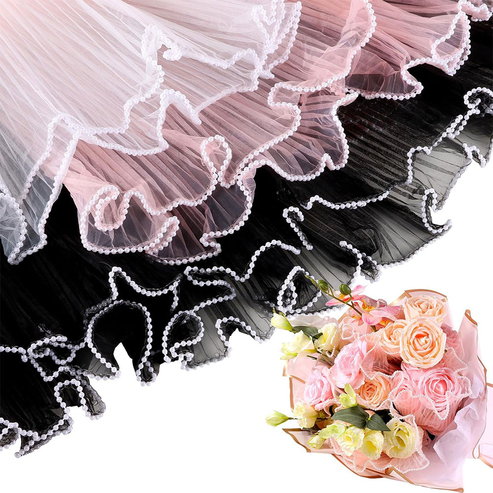 Anda Florist Supply - 28cmX3.8Yds زهرة ورق التغليف اللؤلؤ موجة